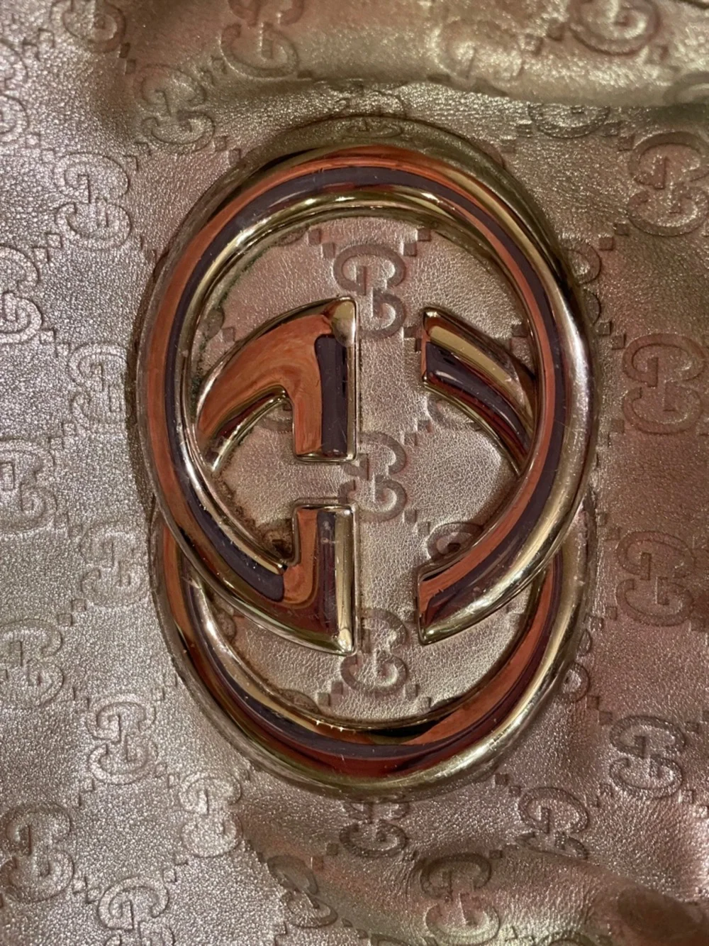 Gucci Metallic Silver Monogram Shoulder Bag